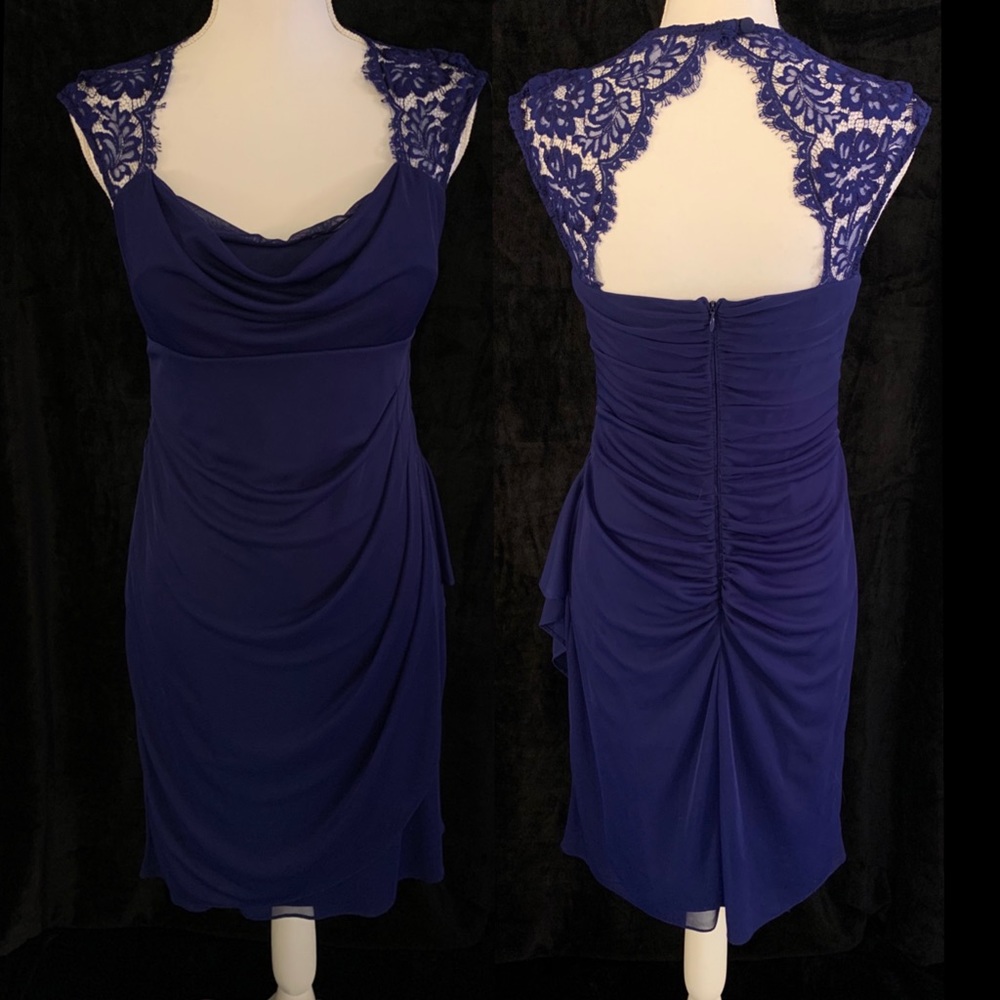 Royal Blue Dress with Scalloped Back Lace